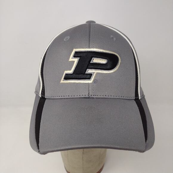 Captivating Purdue Boilermakers Hat Gray Black Stripes Embroidered Logo Train - Picture 3 of 13